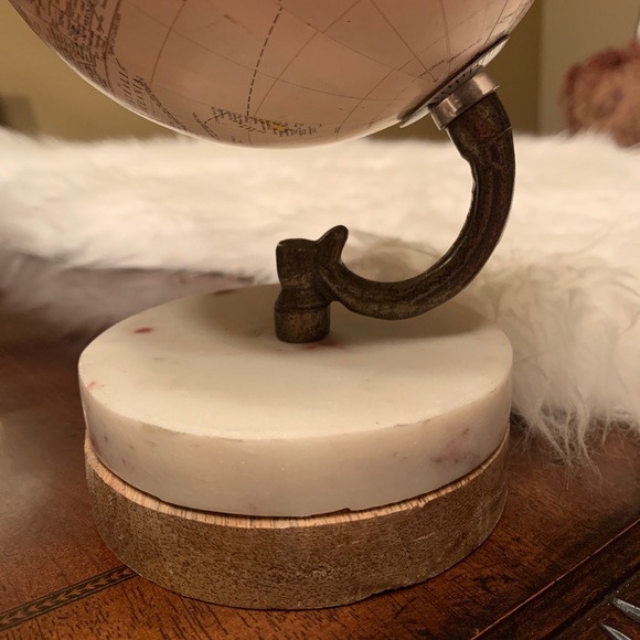 Decorative Globe Brown Wood Base On Marble - Picture 7 of 15